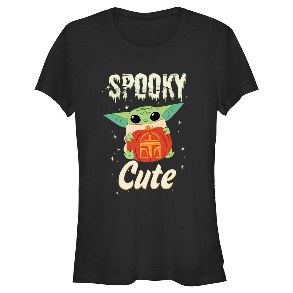 Juniors Star Wars The Mandalorian Halloween Grogu Spooky Cute Pumpkin Tshirt